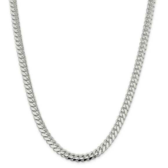 Mens 7.25mm Sterling Silver Solid Domed Curb Chain Necklace, 22 Inch - Picture 2 of 8